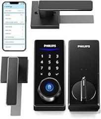 Philips Smart Lock with Handles, Keyless Entry Door Lock Set, Keypad Door Lock with 2 Level Handles, Digital Keypad Deadbolt for Front Door, App Fingerprint PIN Code Unlocking, Auto Locking