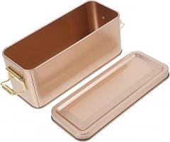 Milisten Small Gold Tinplate Cookie Storage Box with Lid Vintage Metal Candy Jar for Kitchen and Wedding Candy Organization