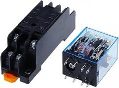 Electronic parts 1Set HH52P MY2NJ Model DPDT 12VDC DC24V AC110V AC220V Coil 8 Pin 35mm DIN Rail Power Relay + Socket HH52P MY2NJ Model DPDT 12VDC(AC,380V)