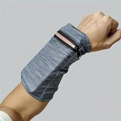 Generic A fitness running wristband storage pouch, a zippered, sweat-absorbing wrist wallet.