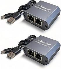 Ethernet Splitter 1 to 2, Ethernet Switch 2 Port 1000Mbps，LAN Splitter,LAN RJ45 Port Work with CAT5/5E Cat6/7/8/ Cable (2 PCS)