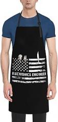 Electronics Engineer American Flag Apron Adjustable Neck Aprons For Men Women With Pockets Waterproof Aprons For Kitchen Home Cooking Bbq Apron