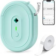 Label Maker Machine with Tape, N12 Portable Bluetooth Label Printer, Wireless Mini Label Makers Thermal Sticker with Multiple Templates for Home, Kitchen, School, Office Organization, Green