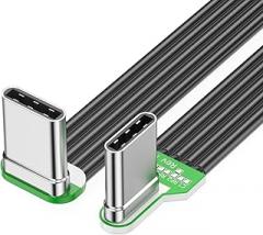 Bend USB C Flat Silicone Soft Wire Left and Right Angles 8 Length Option for Cameras and Electronics