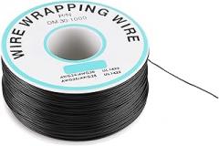 Tin Plated Copper Wire Cable Flexible Insulation Wrap 30AWG 0.25mm Core 250 Meters Black for Electronic Testing and PCB Soldering