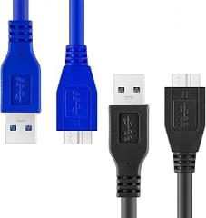 Set of 2pcs USB3.0 Male to USB 5Pin Male Port Charging Cable Wire 1 Meter Length Wide Compatibility for Electronics Data Sync Wire for Devices