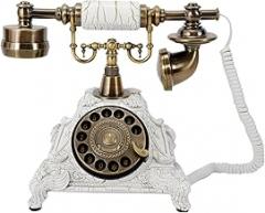 Vintage Handset Telephone, Antique European Style Old Fashioned Rotary Dial Phone,One-Touch Calling/Electronic Ringtone,for Home Office Hotel Bar Decor,White.