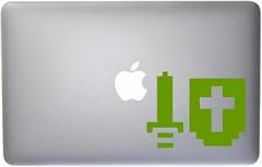 8 Bit Sword and Shield Vinyl Decal for MacBook, Laptop or Other Device 5 Inch (Lime)