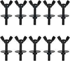 10 Pcs M5 0.85x30mm 304 Stainless Steel Wing Butterfly Screws with 10 Pcs Nuts and 10 Pcs Round Steel Plates, Wing Bolt Thumb Hand Screws for Electronic Equipment (M5, Black)