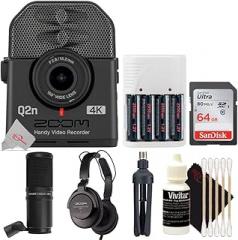 Teds Electronics Zoom Q2n-4K Ultra High Definition Handy Video Recorder + Zoom ZDM-1 Podcast Mic Pack Accessory Bundle + Accessory Kit