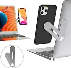 Adjustable Laptop Side Mount Clip, Laptop Stand Computer Monitor Expansion Bracket, Slim Portable Foldable Silver