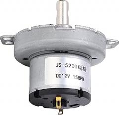 JS 520T DC Geared Motor 12V 15RPM Gear Reducer with Self Locking Function for Electronic Products and Equipment Compact Perpendicular Output Shaft Construction