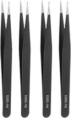 HARFINGTON 4Pcs Precision Tweezers Set ESD-10 120mm Pointed Anti-Static Anti-Magnetic Stainless Steel Precision Technology Tweezers Kit for Craft Electronics Jewelry Repair Laboratory Work