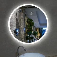 LED Lighted Vanity Bathroom Silvered Mirror, Round Make up Mirror Wall Mounted Bar Mirror，Electronic Anti-Fog, Bedroom Home Furniture