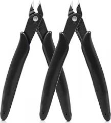 Micro Wire Cutters Precision Flush Cutter Pliers for Jewelry Making Electronics Craft 5 Inch Mini Side Cutting Nippers for Zip Ties Plastic Models and Hobby Projects 2PCS Black