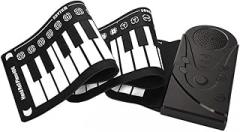 Rolling Up Piano, Portable 49 Keys Silicone Electronic Keyboard Hand Rolling Up Piano for Beginners (black)