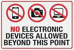 No Electronic Devices Allowed Beyond This Point Warning Metal Sign Tin Signs Aluminum Sign For Outdoors Use Yard Farm Fence Home Wall Decor 8x12 Inch
