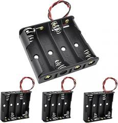 4 AA Battery Holder with Leads, 6V (4x1.5V) Thicken Plastic Case, Standard Snap Connectors for DIY Projects, Breadboard & Electronics (Pack of 4)