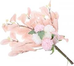 Milisten Artificial Chrysanthemum Bouquet with Vivid Eucalyptus Leaves, White Pink Simulation Flowers for Wedding Decoration and Home Floral Arrangement