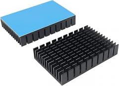 2PCS Black Aluminum Heat Sink with Thermal Conductive Adhesive Tape, 2.36x1.57x 0.44 inch/ 60x40x11mm Heatsink Cooler for Cooling VRM Cooler Electronics CPU Led