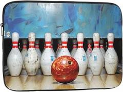 Bowling Printed Laptop Bag for Men Women Shockproof Laptop Bag for Travel Office School, black, 10 inch