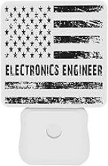 Night Light Electronics Engineer USA Flag Night Lights Plug Into Wall Smart Automatic Dusk to Dawn Sensor Led Night Light for Living Room Bedroom Hallway Stairways 2 Pack