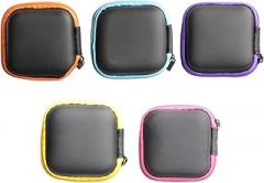 Mini Storage Case Set, 5 Pack Portable Earphone Carrying Pouch, Black with Colorful Zippers, Protective Hard Shell Cases for Headphones and Small Electronics