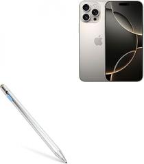 BoxWave Stylus Pen Compatible with Apple iPhone 16 Pro Max - AccuPoint Active Stylus, Electronic Stylus with Ultra Fine Tip - Metallic Silver