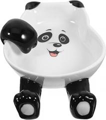 Milisten Cartoon Ceramic Spoon Rest and Utensil Holder Compact Porcelain Soup Spoon Tray with Soy Sauce Dish for Kitchen Cooking and Dipping Sauce