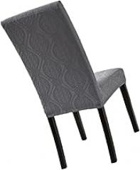 Milisten Waterproof Jacquard Dining Chair Cover, Stretch Slipcover for Dining Room Chairs, European Style Gray M Size Full Wrap Protector for Residential and Hospitality Use