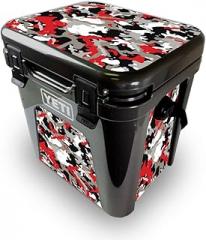 MightySkins Skin Compatible with Yeti Roadie 24 Hard Cooler - Red Camo | Protective Viny wrap | Easy to Apply and Change Style | Made in The USA