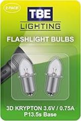 TBE LIGHTING Replacement 3 Volt / 3D 3.6 Volt, 0.75A Bayonet Base P13.5 Krypton Flashlight Bulbs, Pack of 2 Energy efficient Flashlight Krypton Bulbs to fit a Standard 3D Torches