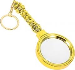 Milisten Handheld 10x Reading Magnifier 60mm Round Optical Glass for Seniors with Gold Plated Handle, Book and Jewelry Magnifying Tool for Detailed Work and Small Print