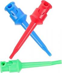 3pcs Hook Clips Test Leads for Multimeter Insulated Grabber Clips for Electronic Component Testing Probes with Spring-Loaded Grips Red Blue Green