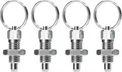 tooloflife 4 Pcs Stainless Steel Spring Plunger M12 Hand-Retractable Knob with Pull Ring Manual Reset Spring Plunger (M6)