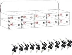10 Slots Clear Cell Phone Locker Box, Visible Acrylic Cell Phone Storage, Wall Mounted Electronic Devices Storage Cabinet for High School Classroom,5cm