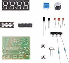 Yosoo Health Gear 4 Digit Electronic Clock Kit, DIY Soldering Kit with Second Correction Function for Schools, Power Off Memory, Digital Electronic Clock Kit with ABS Material