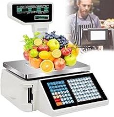 Digital Price Computing Scale Thermal Printer, Commercial Double-Sided Display Price Label Printing Scale Electronics Barcode Scale Cash Register for Supermarket Convenience,