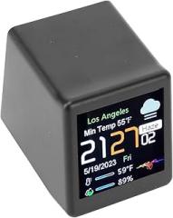 Desktop Electronic Clock LCD Digital Display Calendar Temperature Weather Forecast Station Support WiFi Networking (Black)