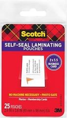 Scotch Self-Sealing Laminating Pouches, 2 in x 3.5 in Business Card Size, Great for Gift Tags, 25-Pack