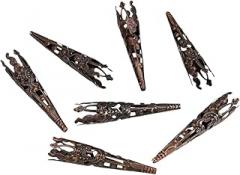 Red Copper | 30Pcs/Lot 42X8Mm Alloy Bugle Filigree Caps End Bead Hollow Out Flower Cone Crystal Pendant Connector for Making Supplies New 2026 High for Reliable Electronic Component