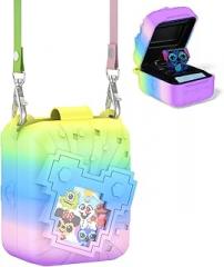Soft Silicone Case for Bitzee Disney Interactive Toy Digital Pet, Shockproof and Protective Carrying Case for Bitzee Disney Virtual Electronic Pets with Lanyard for Kids (Rainbow)