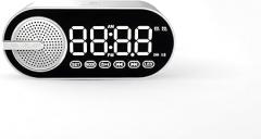 Mini Bluetooth Alarm Speaker with Vibrant Multi-Color LED Lights, Superior Sound Quality with Extended Battery Life – Portable Wireless Alarm Clock Speaker (White)