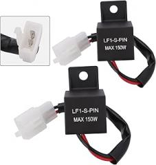 12V 2-Pin Electronic LED Flasher Relay, LF1-S-PIN Wiring Connectors Kit, MAX Power 150W, Fix Motorcycle Turn Signal Bulbs Hyper Flash (1)
