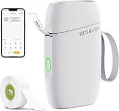 Rongta Label Maker Machine with Tape, Bluetooth Label Printer, Wireless Mini Label Makers with Multiple Templates for Organizing School Office Home, (White)