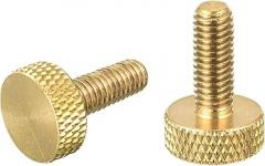 2Pcs Brass Knurled Thumb Screws, M5x12mm Flat Grip Bolt Knobs Fasteners for Electronic, Mechanical