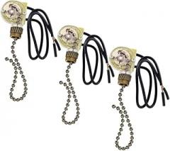 Ceiling Fan Light Switch Zing Ear ON-Off Pull Chain Switch Second Generation ZE-109 Two-Wire Switch,Compatible with Most Hunter Ceiling Fan with Light 3 Pack (Bronze)