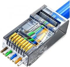 50pcs RJ45 Cat5e Cat6 Connectors 30μ Plated 3-Pin 8P8C Modular - 1.1mm(UTP Cat6-1.1mm)