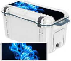 MightySkins (Cooler Not Included) Skin Compatible with OtterBox Venture 65 qt Cooler Lid - Blue Flames | Protective, Durable, and Unique Vinyl Decal wrap Cover | Easy to Apply | Made in The USA