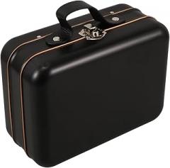 Mini Suitcase Storage Box Vintage Tin Container for Makeup and Electronics Portable Organizer with Handle for Parties Weddings and Home Decor Black